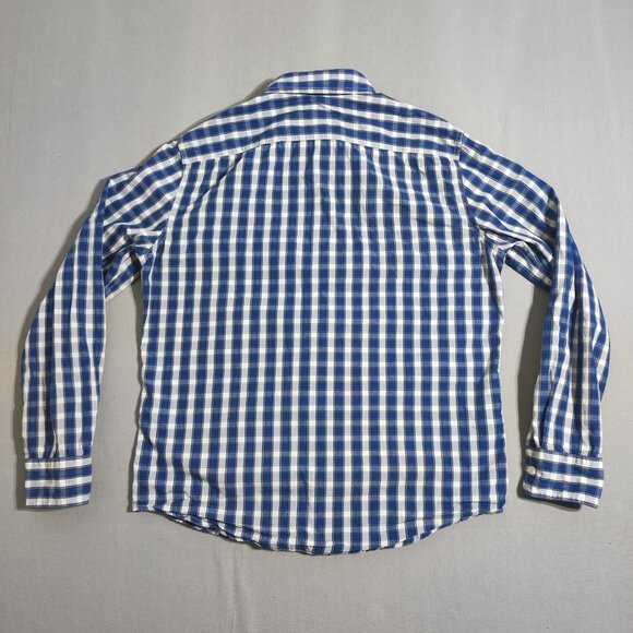Levi's casual button down shirt men's size M blue white checkered long sleeve - Picture 3 of 12